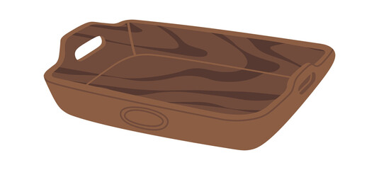 Wooden empty meal tray flat icon Restaurant utensil