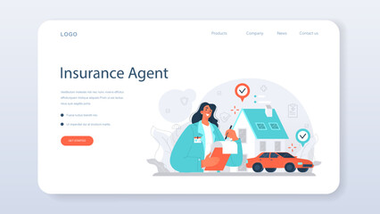 Insurance agent web banner or landing page. Idea of security