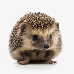 Obraz premium Wild hedgehog isolated on white background closeup photo