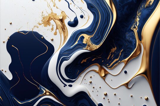Gold and blue marble stone textured background wallpaper. Generative AI Illustration