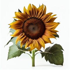 Sunflower isolated on white background realistic illustration. Generative AI