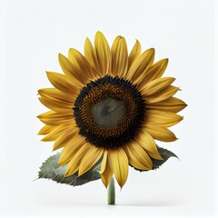 Sunflower isolated on white background realistic illustration. Generative AI