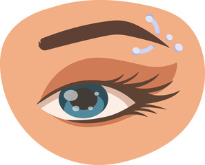 Body parts flat icon Eye and eyebrow with silver piercing