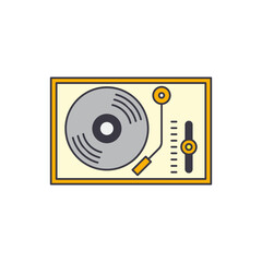 Vinyl player, turntable vinyl icon in color, isolated on white background 