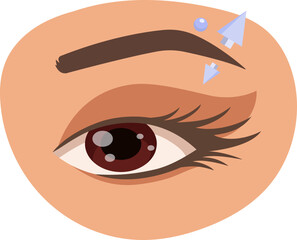 Piercing on eyebrow flat icon Stylish silver accessory
