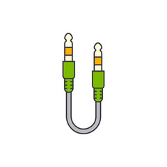 Audio jack cable icon in color, isolated on white background 