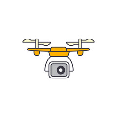  Air drone icon in color, isolated on white background 