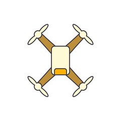 Drone quadcopter icon in color, isolated on white background 