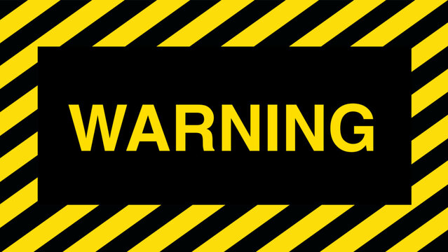 under construction sign warning on hazard stripes yellow and black background