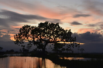 sunset over the river