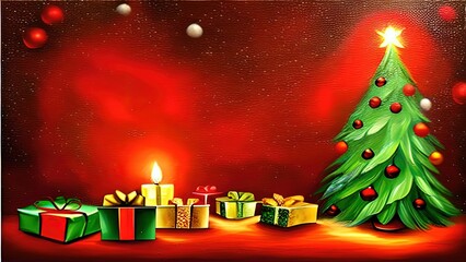 Fototapeta na wymiar Christmas tree Christmas card on a bright background for signatures