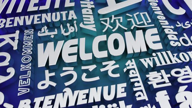 Welcome Greeting Different Languages DEI Diversity Multinational Cultural 3d Animation