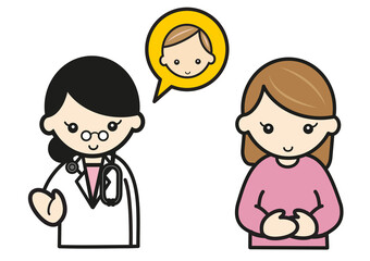 懐妊を告げる女医と患者