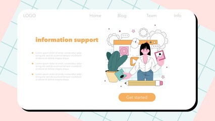 Website technical support web banner or landing page. Idea of web