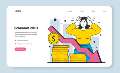 Economic crisis as a financial inflation cause web banner or landing page.