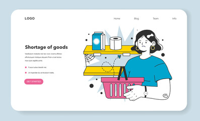Shortage of goods as a financial inflation cause web banner or landing page