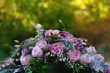 Zarte Rosen pink Strauß, Gesteck
