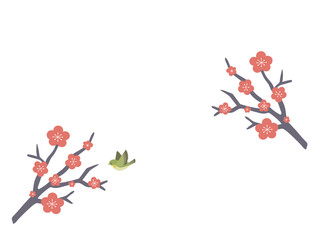 コピースペースのある梅の木と鶯