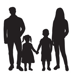 set silhouette kids, family design