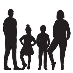 set silhouette kids, family design vector
