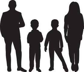set silhouette kids, family design vector isolated