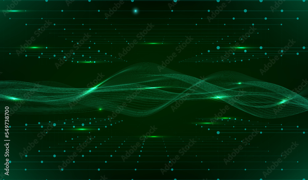 Poster Abstract dynamic grid sine wave pattern. Big data fluid curved wavy smooth line vector. Visualization business analytics concept.