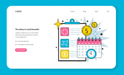 Fototapeta premium The delay in social benefits as a measure to reduce inflation web banner