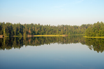 landscape with reflection on the lake