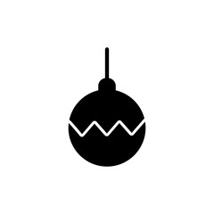 Christmas ball glyph icon. Geometric ornament. Fir tree decor. Merry Christmas and Happy new year. Vector illustration