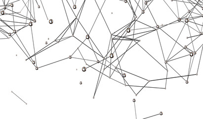 Abstract technology futuristic network - fantasy plexus background. 3D rendering