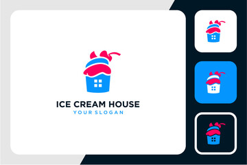 ice cream logo design with house