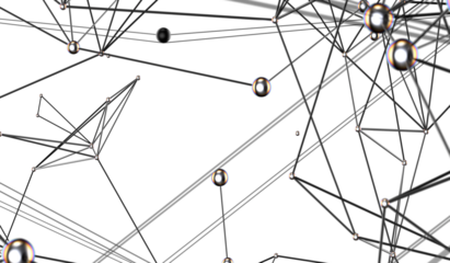 Abstract connected dots and lines. Concept of AI technology, Motion of digital data flow.