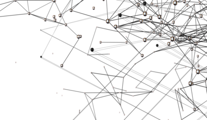 Abstract connected dots and lines. Concept of AI technology, Motion of digital data flow.