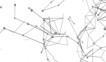 Futuristic geometric double data flow background with connecting dots and lines. Abstract digital