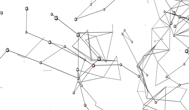 Futuristic geometric double data flow background with connecting dots and lines. Abstract digital