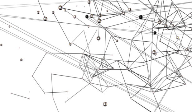 Abstract connected dots and lines. Concept of AI technology, Motion of digital data flow.