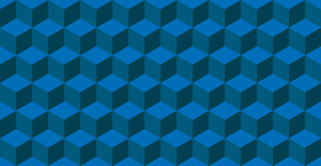 Seamless pattern Vector Illustration of isometric cube Abstract colorful Background Vector Illustration 3d cube pattern background texture Dark shades of Blue. Geometric graphic pattern Cubes. Hexagon