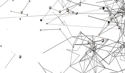 Motion of digital data flow. Communication and technology network concept with moving lines and dots