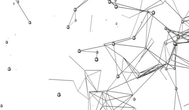 Futuristic geometric double data flow background with connecting dots and lines. Abstract digital