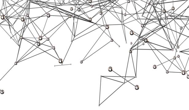 Abstract connected dots and lines. Concept of AI technology, Motion of digital data flow.
