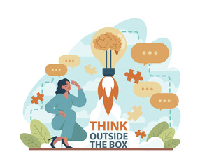 Think outside the box concept. Idea of creative thinking and innovation.