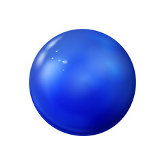 Glossy blue 3d bubble or sphere, ball. Gloss mock up of clean realistic orb, icon. Figure circle form. Isolated vector illustration.