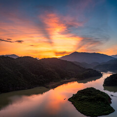 Fototapeta na wymiar Ba Be National Park,Vietnam in sunset