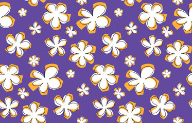 Abstract Doodle Style Florals Seamless Pattern Punchy Vector Style Trendy Fashion Colors Perfect for Allover Fabric Print or Wrapping Paper