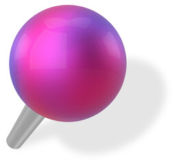 Push pin. Drawing pin. 3D pin with shadow.