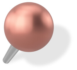 Push pin. Drawing pin. 3D pin with shadow.