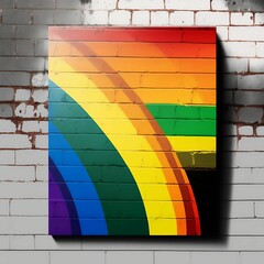 Rainbow Painting on White Worn Brick Wall | Created Using Midjourney ai and Photoshop