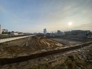 Milan, Italy - November 19, 2022: street view of the construction site for Olympic Games of 2026 in...
