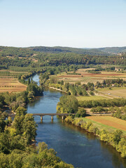 Naklejka premium Dordogne Valley. View from the Bastide of Domme on a rocky outcrop, bordered to the north by the Dordogne forming an important meander 'Cingle de Montfort'