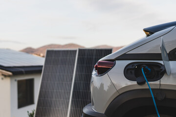 Charging an electric car from home photovoltaics power station ,sustainable and economic...